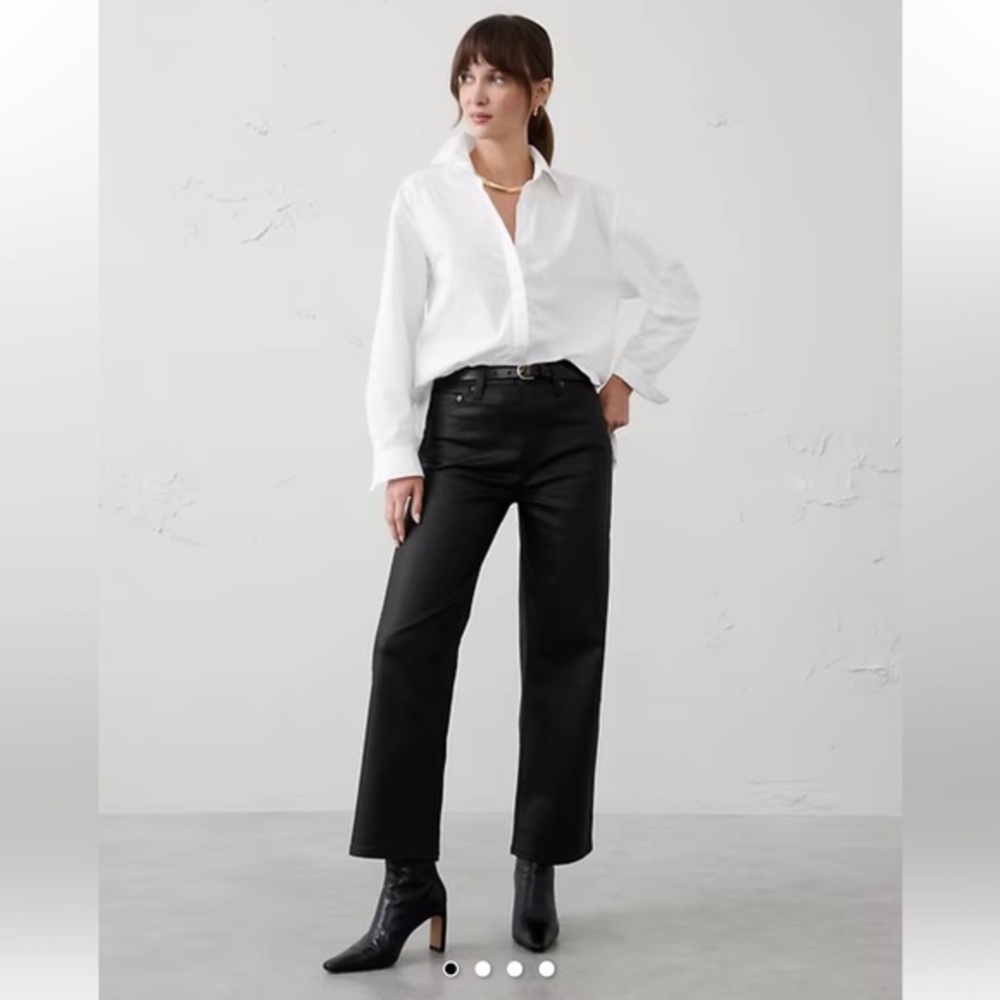 Banana Republic STRAIGHT HIGH-RISE COATED JEAN in black size 26